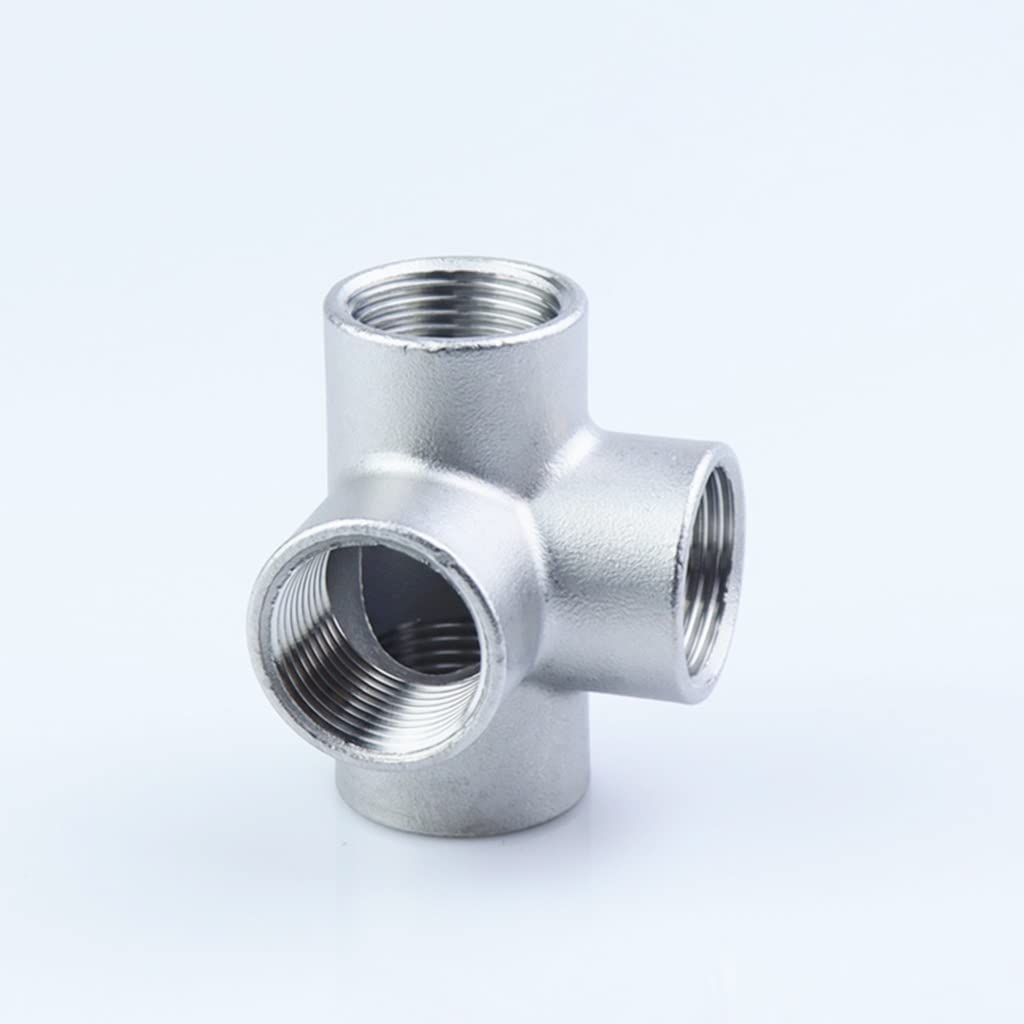 1 pieza de conexión de tubería de acero inoxidable 304, rosca hembra BSP, conector cruzado igual de 4 vías, for mejoras en el hogar, 1/4 3/8 1/2" 3/4" 1"(3/8 Inch)
