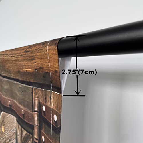 Anhope Rustic Curtains Rod Pocket Wooden Barn Door Village Farmhouse Western Country Farm Retro Woods Vintage Print Pattern Window Drapes For Cafe Living Room Bedroom Closet W52 X L84 Inch 2 Panels #TOP4