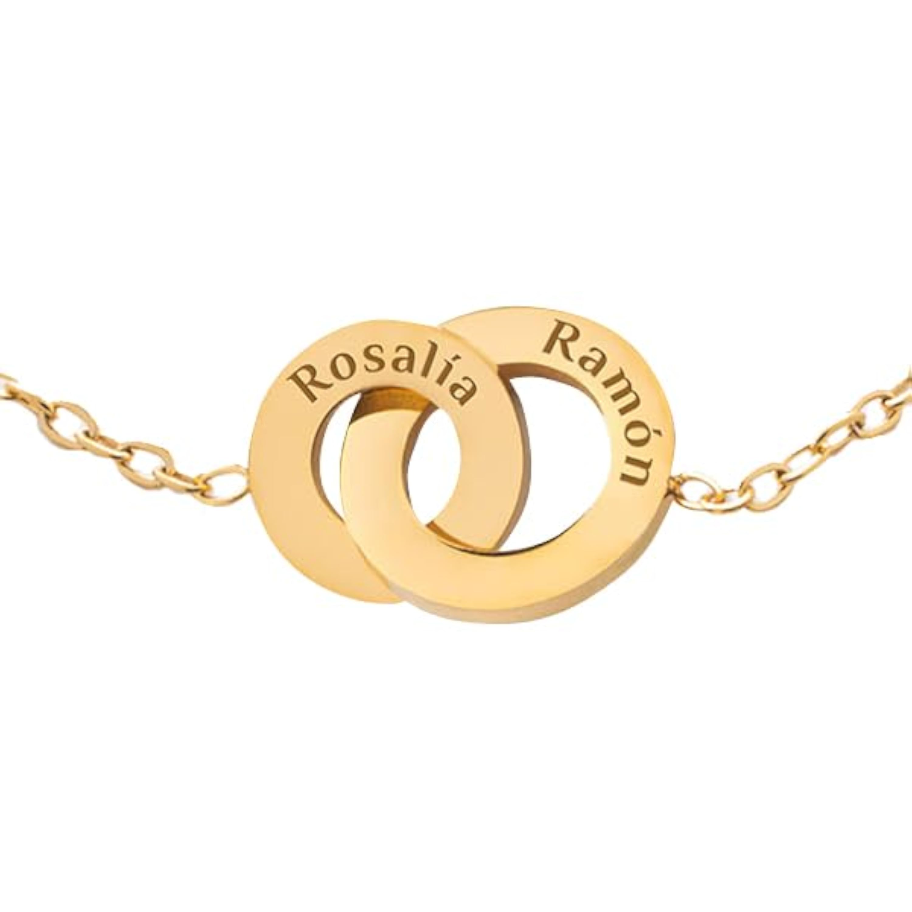 Transparent Gift Pulsera Mujer Aros Cruzados con Nombres Personalizados. Regalos Originales para Cumpleaños, Navidad y Ocasiones Especiales. Joya para Mujer, Niña, Madre, o Amiga. Joyería Elegante.