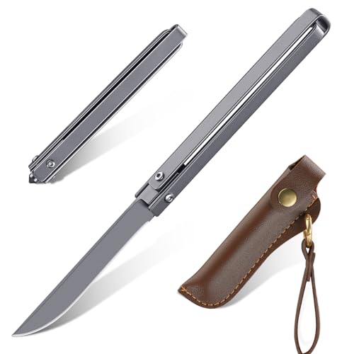 Freelander Slim Taschenmesser Klappmesser, 440C Hochwertige Messer Klappmesser Zweihandmesser, Taschenmesser Outdoor mit Scheide, EDC Messer für Camping, Wandern, Angeln, Geschenk für Männer