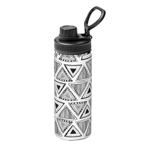 Triangle Hand Painted Ethnic Seamless Pattern Water Bottle 18OZ Leak-Proof