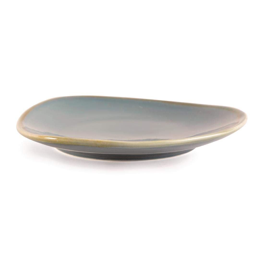 Olympia Kiln Geschirr Dreieckige Beilagenteller 230mm / 9 inch (6er Pack), Ozeanfarbenes Porzellan, handbemalt, stoßfest und spülmaschinenfest, für Restaurant, Café und Haushalt, GP342