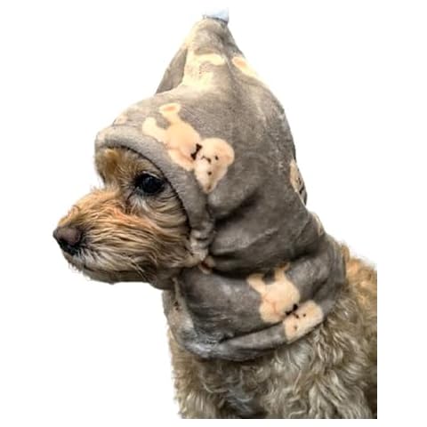 Dog Winter Hat, Leopard Dog Flannel Hat Pet Christmas Winter Warm Caps Cute Accessories Neck Ear Warmer Pullover Hood Warm Scarf, Calming Dog Hood for Noise Protection (Bear Brown, Large) Cover