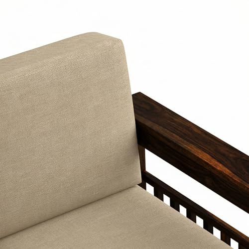 Image of Amazon Brand - Solimo Solid Sheesham Wood Houlton 3 Seater Sofa Wooden Sofa Furniture for Living Room Home (Walnut Finish)