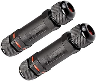 Waterproof Junction Box Outdoor Cable Connector - IP68 Connector External Sleeve Coupler 1mm-13mm (Black, PVC) (2-Pack)