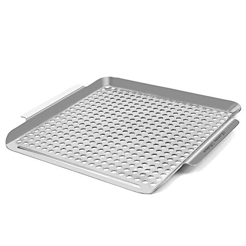 Grill Pan, Stainless Steel Grill Topper Heavy Duty BBQ Grill Wok with Handles