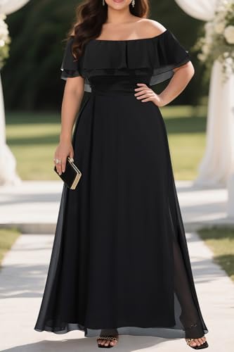 Pinup Fashion Women's Bridesmaid Dresses for Wedding Plus Size Formal Off The Shoulder Chiffon Maxi Dresses2