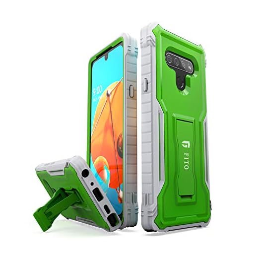 FITO for LG K51 Phone Case, Dual Layer Shockproof Heavy Duty Case for LG K51 Without Screen Protector, Built-in Kickstand (Green, K51)