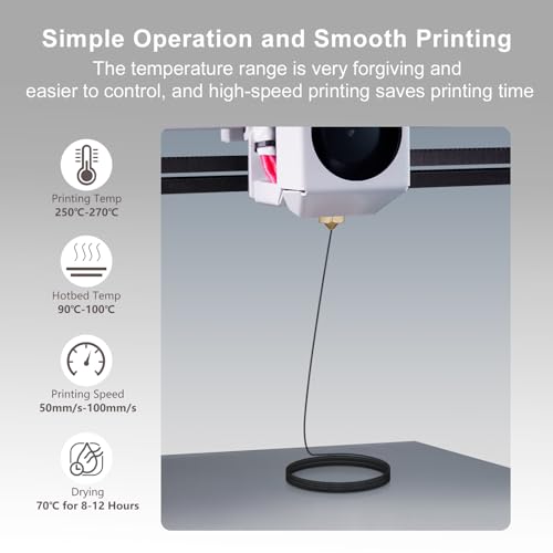 Image of IEMAI Glass Fiber ASA Filament 1.75mm Matte Black 1kg, ASA-GF 3D Printer Filament with UV & Weather Resistant, Dimensional Stability & Low Warpage for Outdoor Functional Parts