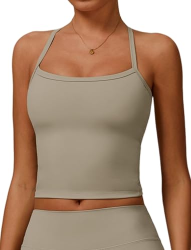 Image of QBGJTD Womens Longline Sports Bras Cross Back Active Gym Yoga Padded Workout Crop Tank Top with Built in Bra