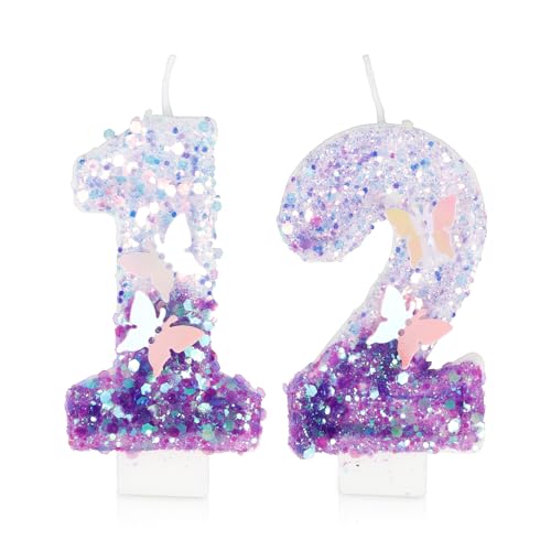 Bougie chiffre 12 papillon idée cadeau et décoration gâteau anniversaire