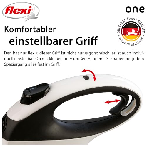 flexi® One Gurt 5 m weiß-schwarz, Designleine für Hunde bis 30 kg