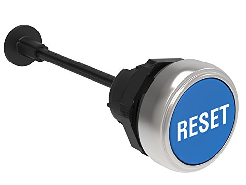 LPCR1196 Mechanical Reset Button, Complete Unit, Spring Return 22Mm Platinum Series, Flush. Adjustable Length 0150Mm/5.9In, Blue withReset Caption