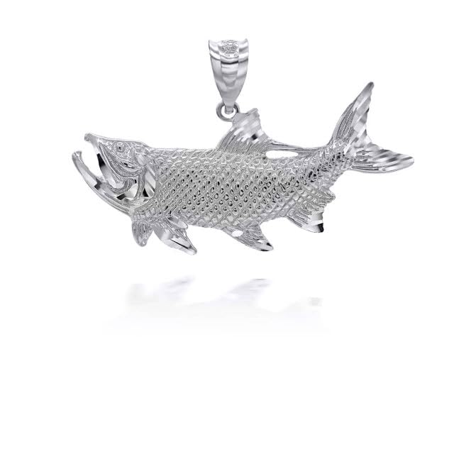 Majestic Trout Fish Pendant Necklace 925 Sterling Silver