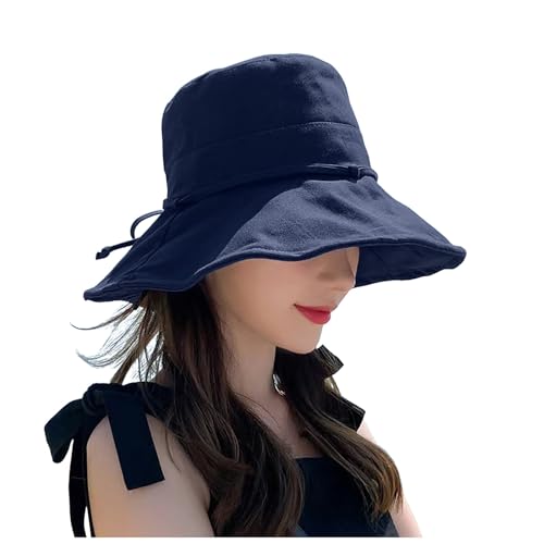 Sun Hats for Women Wide Brim Bucket Hat Packable Summer Vacation UPF 50+ Cute Hiking Hat Casual Fashion Sunhat Blue
