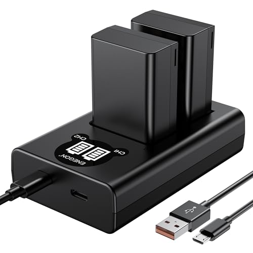 ENEGON EN-EL25 Batería de Repuesto 1600mAh(Paquete de 2) y Cargador de Doble Ranura y Pantalla LCD para Nikon Z30 Z50 ZFC Z50ii