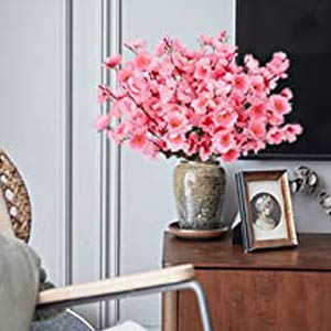 VRCT Polyester Fabric and Plastic Artificial Cherry Blossom Flower (1 Bunch 7 String) it is Set of 3 Pieces(vase not Included) 2