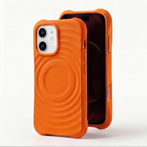 Image of amazon basics Shockproof Case for iPhone 12 | Ripple Pattern | Camera Protection | Protective Cover with Enhanced Grip & Wireless Charging Support - Orange