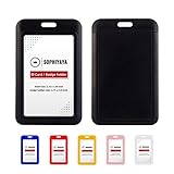 2 Pack Sliding ID Badge Holder Hard Plastic Key Card Work Badge Sleeve for Office, School, Factory, ID Credit Cards, Proximity Key Cards, Driver Licenses and Passes (Black)
