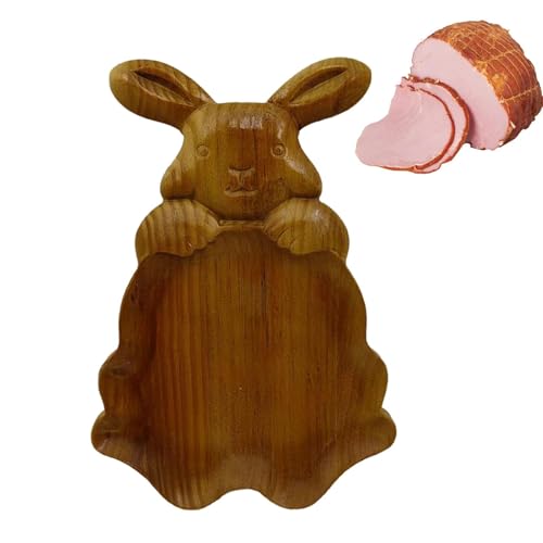 Plateau de service en bois de Pâques – Plats à goûter en forme de lapin, planches à charcuterie en bois de Pâques, assiettes décoratives pour le printemps, les collations et le fromage