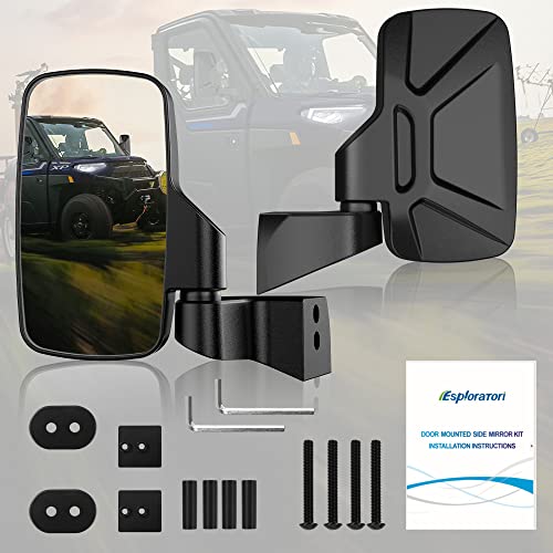 Ranger Side Mirrors Door Mounted, Esploratori Utv Side Mirrors For Full-Door Polaris Ranger Compatible With 2018-23 Polaris Ranger Crew Sp Xp 570 1000 2019-23 Commercial Pro Xd (Only For Full-Door) #TOP6