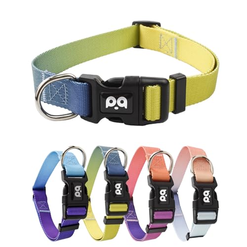 Ledeak Collar Perro Ajustable, Nylon Resistente Collar de Perro Degradado, Transpirables Collares para Perros con Hebilla de Seguridad para Perros Pequeños, Medianos y Grandes (Amarillo, L)