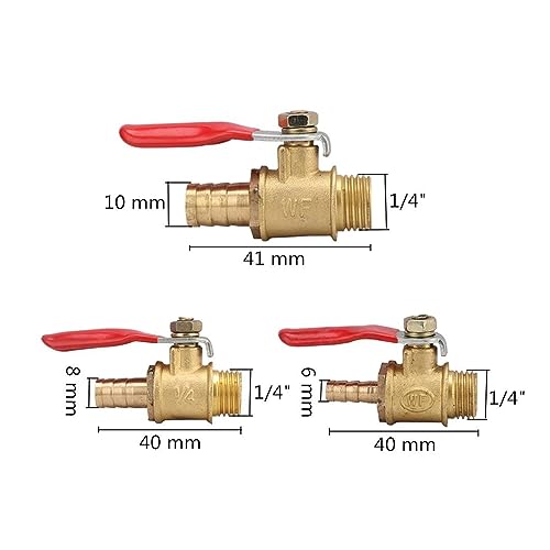 Válvula de bola de latón de 1/4 de rosca macho para conector de manguera e interruptor de agua 4