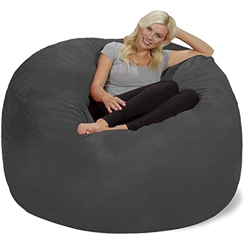Chill Sack Bean Bag Chair: Giant 6' Memory Foam Furniture Bean Bag - Big Sofa with Soft Micro Fiber Cover, Charcoal Cover