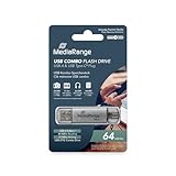 Version USB: 3.0 (3.1 Gen 1) MediaRange MR937 Clé USB 64GB Argent Combo Flash Drive USB 3.1 + Typ C