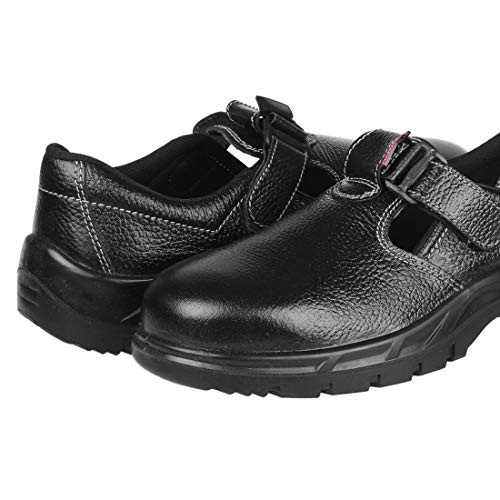 KARAM ISI Marked Leather Safety Shoe Excellent Grip, Comfort and Slip Resistance | Safety Shoes with Fibre Toe | Single Density | Black |FS101BL(FWSAPN)