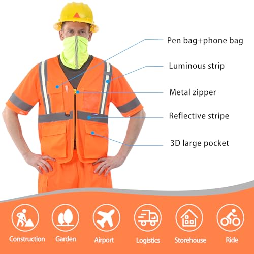 Image of Reflective Mesh Vest Class 3,with Pockets and Zipper