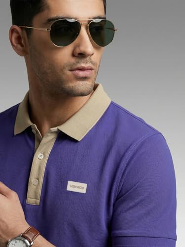 Image of Veirdo Men's Polo T-Shirt Regular Fit, Half Sleeve Contrast Collar Tee, Solid Color Summer Wear, Comfortable Travel, Casual & Office Styling (Sizes S-2XL)