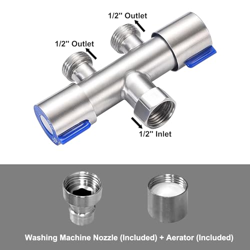 HONPHIER Umstellventil Eckregulierventil mit 2 Griff 2 Wege Messing Verteiler Schlauchverteiler 1/2 zoll Wasserverteiler für Handbrause WC Ausgußbecken Waschmaschine Gardena (Female)