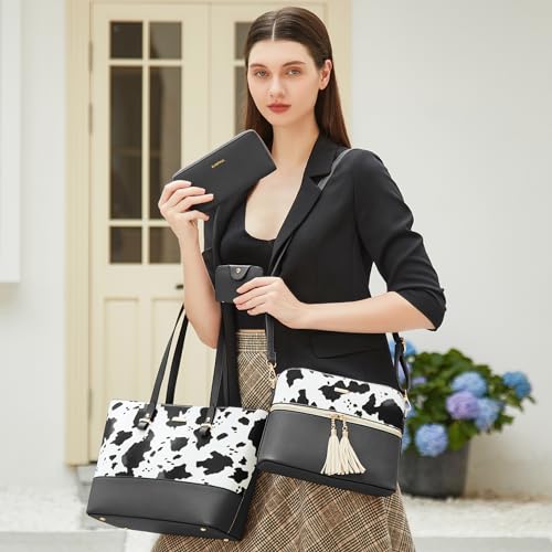 Image of Women Fashion Handbags Wallet Tote Bag Shoulder Bag Top Handle Satchel Purse Set 4pcs