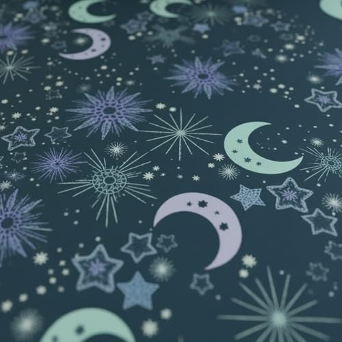 Image of Filymore Moon Star Kids Double Bed Sheet with 2 Pillow Covers 180 TC Soft Microfiber for Kid Room Bedcover Size (90 X 90) inches, Nevyblue and White