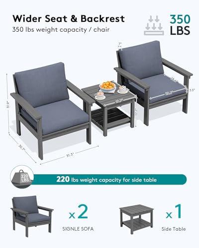 Image of SERWALL HDPE Patio Conversation Set with Side Table