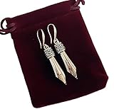 Pen Nib Earrings in Silver colour in gift Velvet Pouch with no allergic Sterling Silver 925 Ear Wire Closure