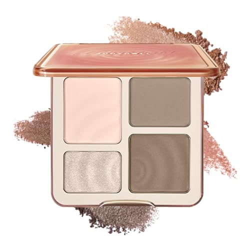 Paleta De Contorno Facial,Sombra De Ojos Larga Duración 4 Colores | Paleta De Maquillaje Viaje Mujer | Para Uso Diario Viajes Fotos Citas Fiesta Boda Mujeres Jóvenes Y