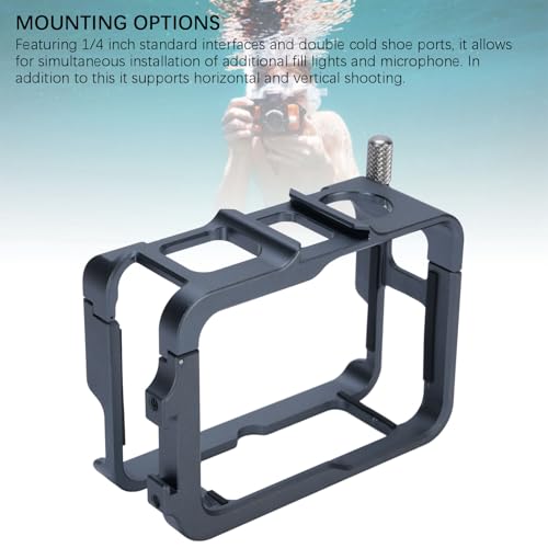 Cage de caméra d'action en aluminium avec double chaussure froide et interface 1/4