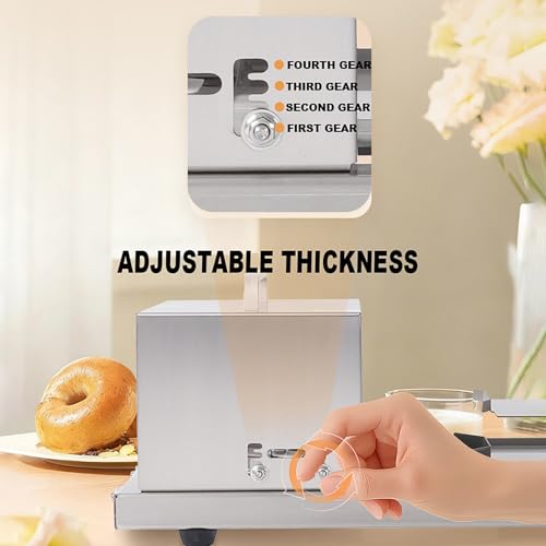 Cortador de pan manual con guía de grosor para pan crujiente y hamburguesas, ideal para panaderías