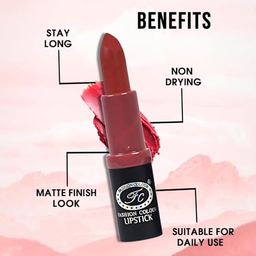 Image of FASHION COLOUR Fabulous Satin Matte | Long Stay Upto 6 Hrs | Waterproof | Smudge Proof and Lipstick for Women | Single Swipe Application | Matte Finish | 4g | Date Red