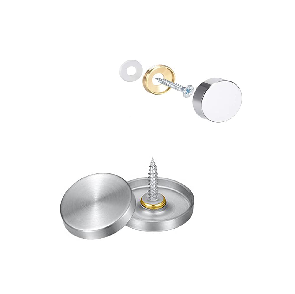 12PCS Pieces of 1 inch Diameter Brushed Stainless Steel Decorative Cover Nails (Sturdy Brass Structure) Mirror Screw Fasteners