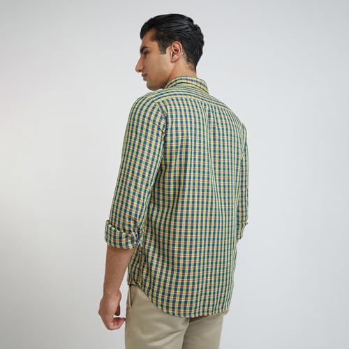 Image of Parx Men's Cotton Blend Checks Pattern Slim Fit Semi Cutaway Collar Full Sleeve Casual Shirt