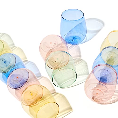 Image of TOSSWARE POP 14oz Vino - Color Series, Premium Quality, Recyclable, Unbreakable & Crystal Clear Plastic Wine Glasses (Pack of 96)