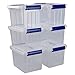 Pekky Plastic Small Handle Storage Box, 6 Quart Clear Plastic Bins, 6 Pack