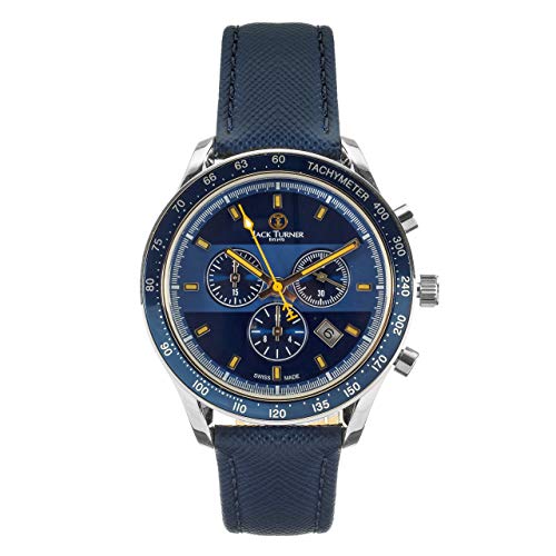Jack Turner - Limited Edition Swiss Made Mens Sports Chronograph Quartz Watch with Leather Strap & Stainless Steel Case - Water Resistant and Ready for Work, Office, Racing and Outdoors