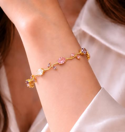 Image of Fairy Bloom Tulip Bracelet for Women - Alloy Floral Charm Bracelet