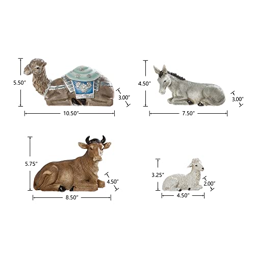 Image of Glitzhome 12Pcs Deluxe Blue Resin Nativity Figurines Set Christmas Ornaments Xmas Tabletop Scenes Figures Set Collectibles Countertop Statue Miniatures Decorative Crafts Accessories 15.5 inch x 45.00 inch