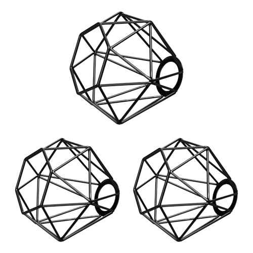 ledscom.de 3 Stück Käfig-Lampenschirm, schwarz, 155mm Ø