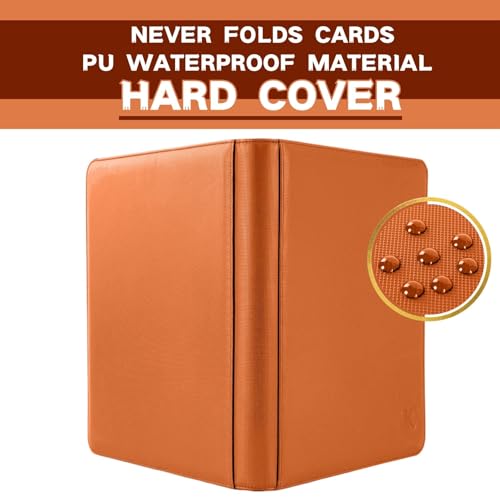 Image of 1000+ Pockets Trading Card Binder, 16-Pocket Card Ablum Compatible with MTG,Sports Cards & Other Standard Size Trading Cards (Orange)